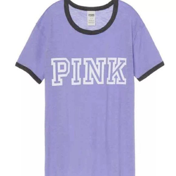 NWT Victoria's Secret PINK Ringer Crew Tee, XS - Picture 2 of 6